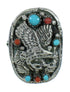 Sterling Silver And Turquoise Coral Eagle Ring Size 6-1/4 RX84401